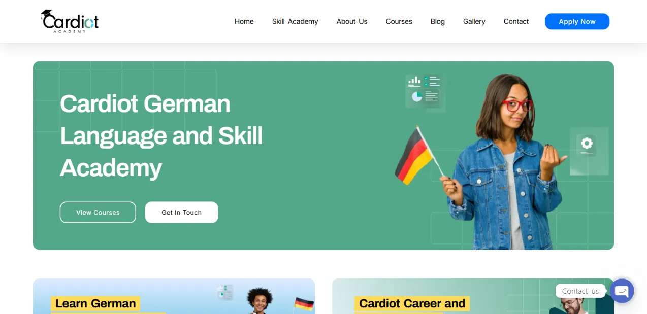 Cardiot Academy website homepage designed by Nikhil Soman, WordPress developer and SEO expert in Trivandrum.