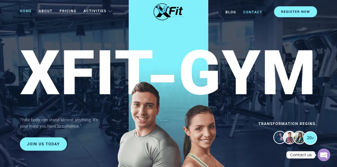 XFit Gym UAE website homepage designed by Nikhil Soman, freelance WordPress developer in Trivandrum and Kochi.