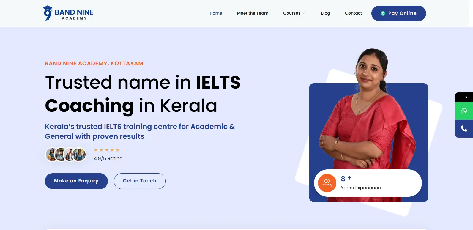 Band Nine Academy Kottayam – Trusted name in IELTS Coaching in Ker bandnineacademy.com website designed and developed by Nikhil Soman