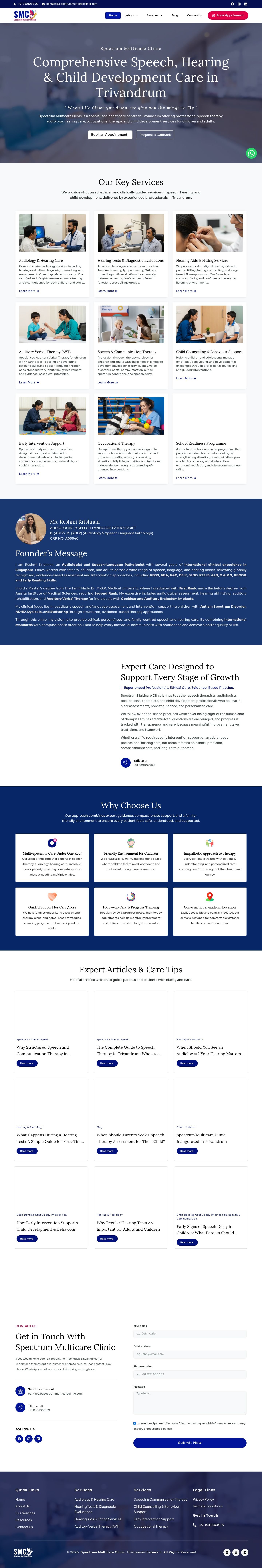 Spectrum Multicare Clinic website homepage designed and developed by Nikhil Soman