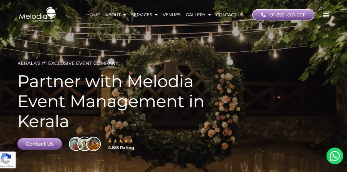 Melodia Event Management Keralas Trusted Event Company eventsmanagementkerala.com website designed and developed by Nikhil Soman