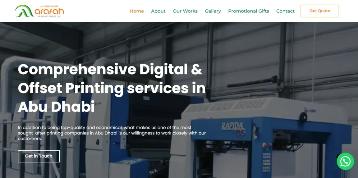 Best Printing Press in Abudhabi UAE arafahprinting.com website designed and developed by Nikhil Soman