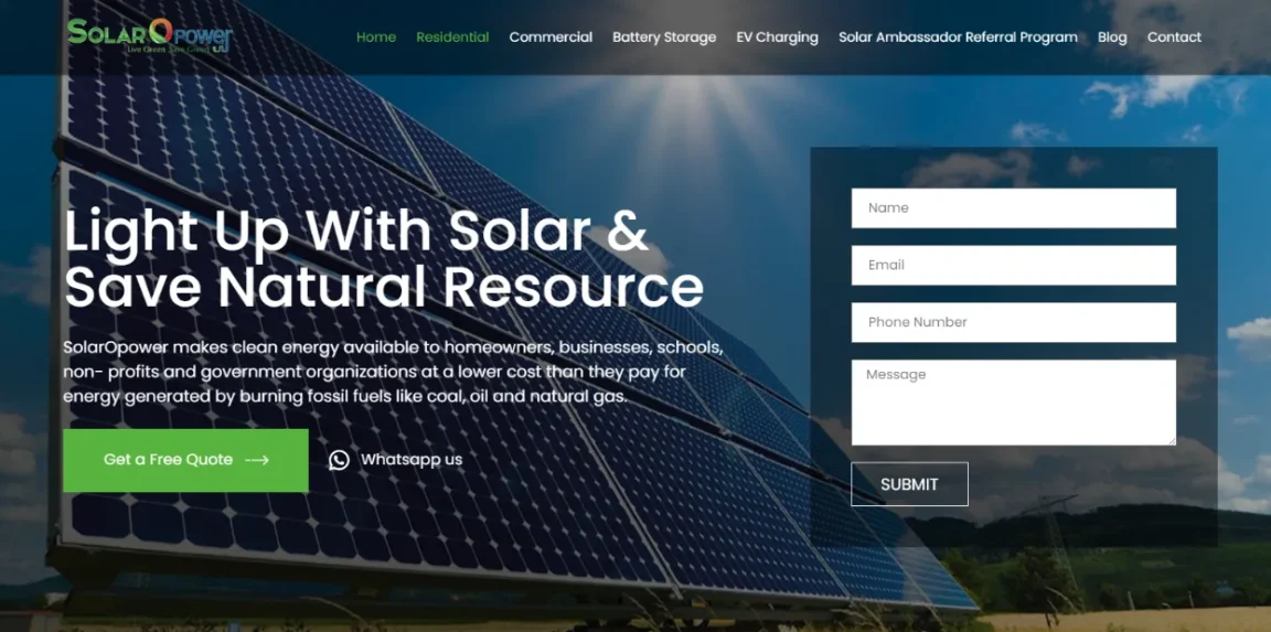 Solar O Power – Leading Solar Panel Distributor in New York solaropower.com website designed and developed by Nikhil Soman