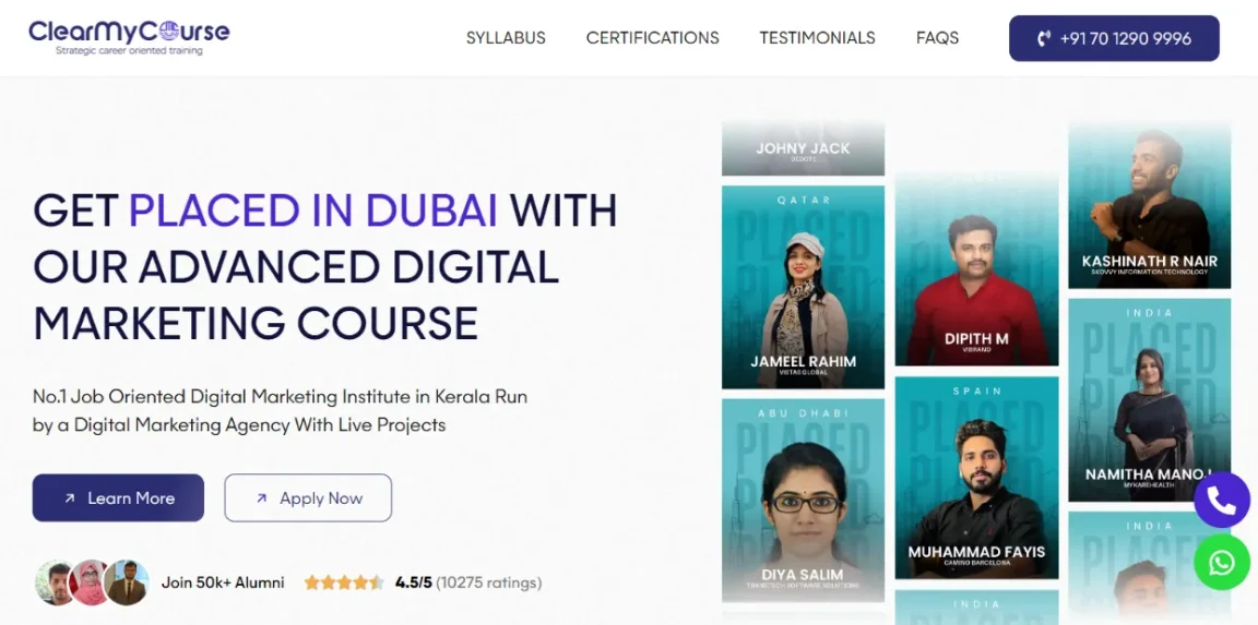 Ad clearmycourse in website design Kerala
