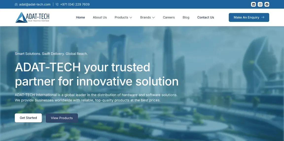 ADAT Tech website homepage designed by Nikhil Soman, freelance WordPress developer in Trivandrum and Kochi.