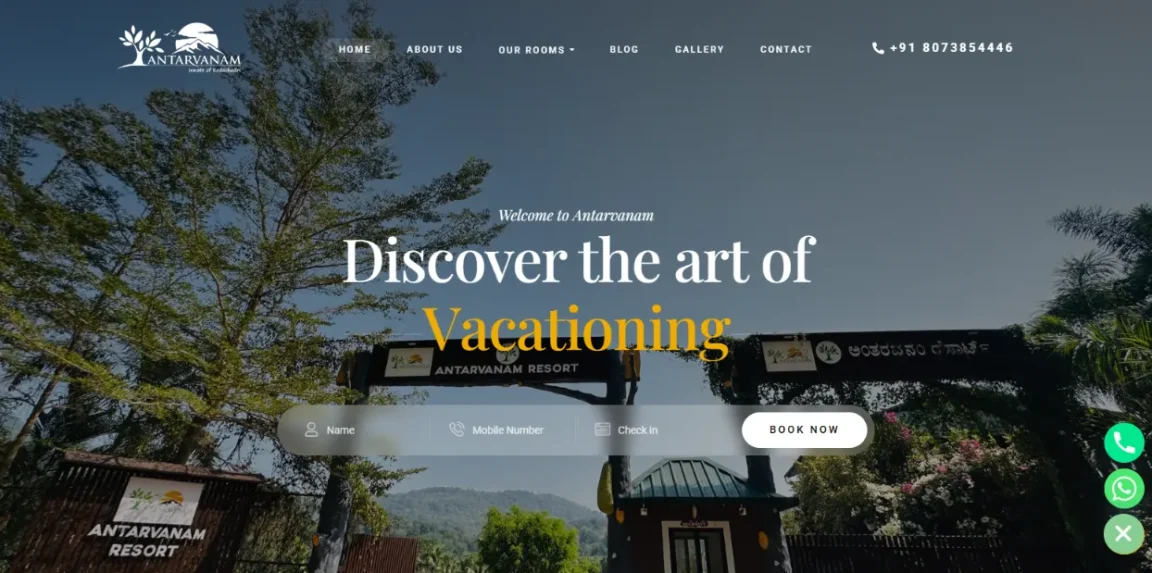 Antarvanam website homepage developed by Nikhil Soman, freelance WordPress developer in Trivandrum and Kochi.