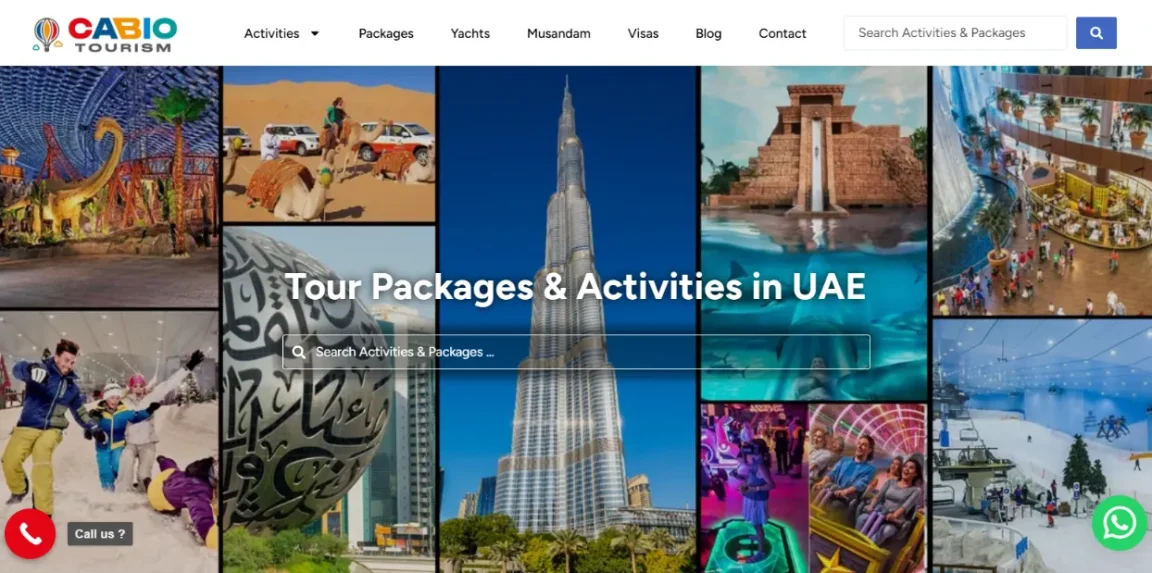 Cabio Tourism website homepage developed by Nikhil Soman, expert WordPress developer in Trivandrum and Kochi.