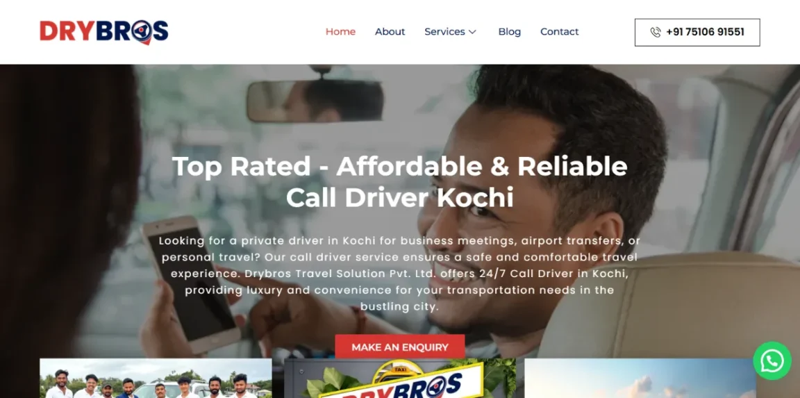 Dry Bros homepage designed by Nikhil Soman, freelance WordPress developer in Trivandrum and Kochi.