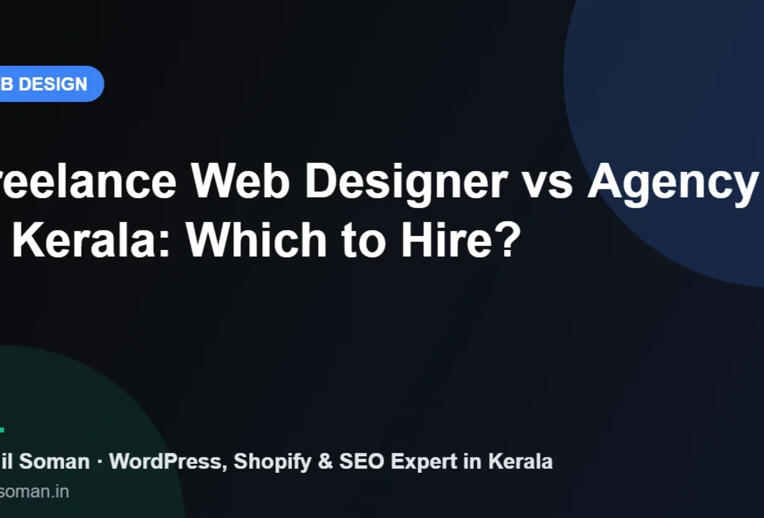Freelance Web Designer vs Agency in Kerala: Which to Hire? Comparison of hiring a freelance web designer versus a web design agency in Kerala