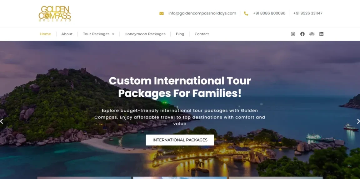 goldencompassholidays.com website designed and developed by Nikhil Soman