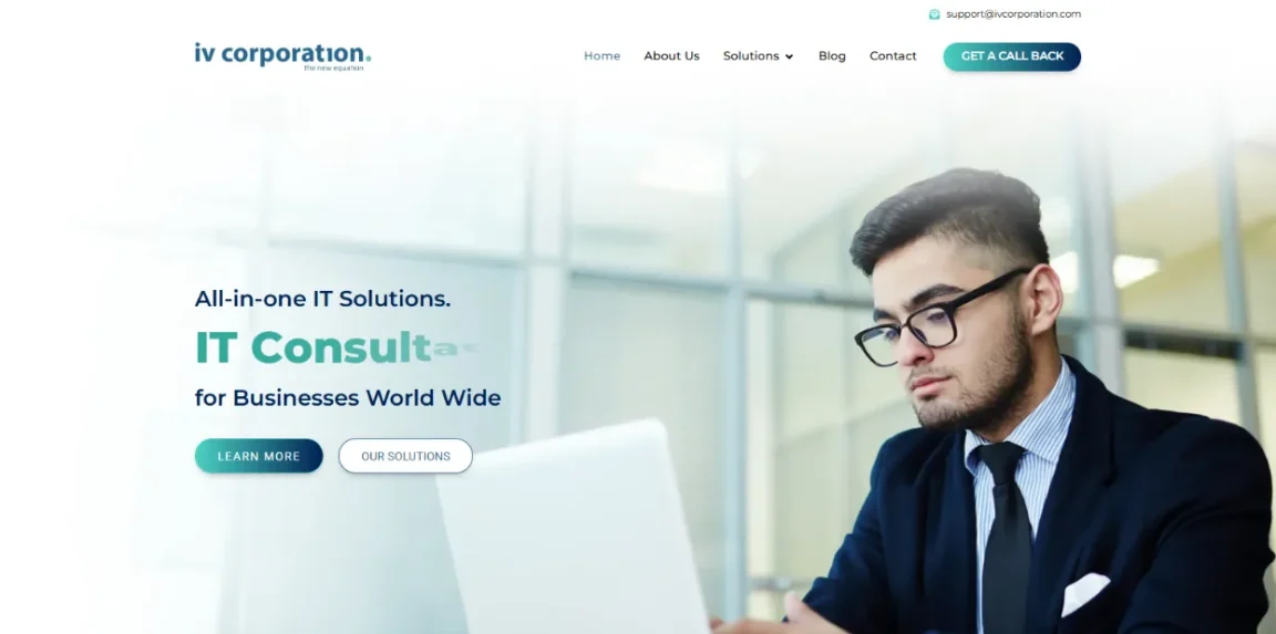 IV Corporation homepage designed by Nikhil Soman, expert WordPress developer and SEO specialist in Trivandrum.