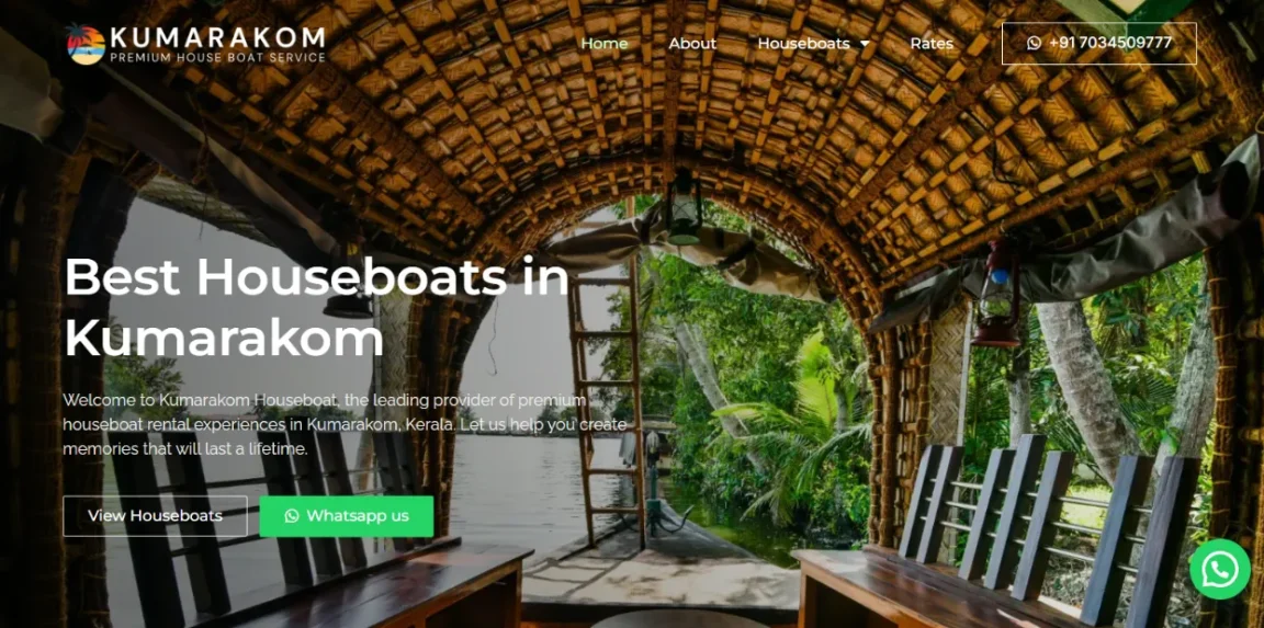 kumarakomhouseboat.in website designed and developed by Nikhil Soman