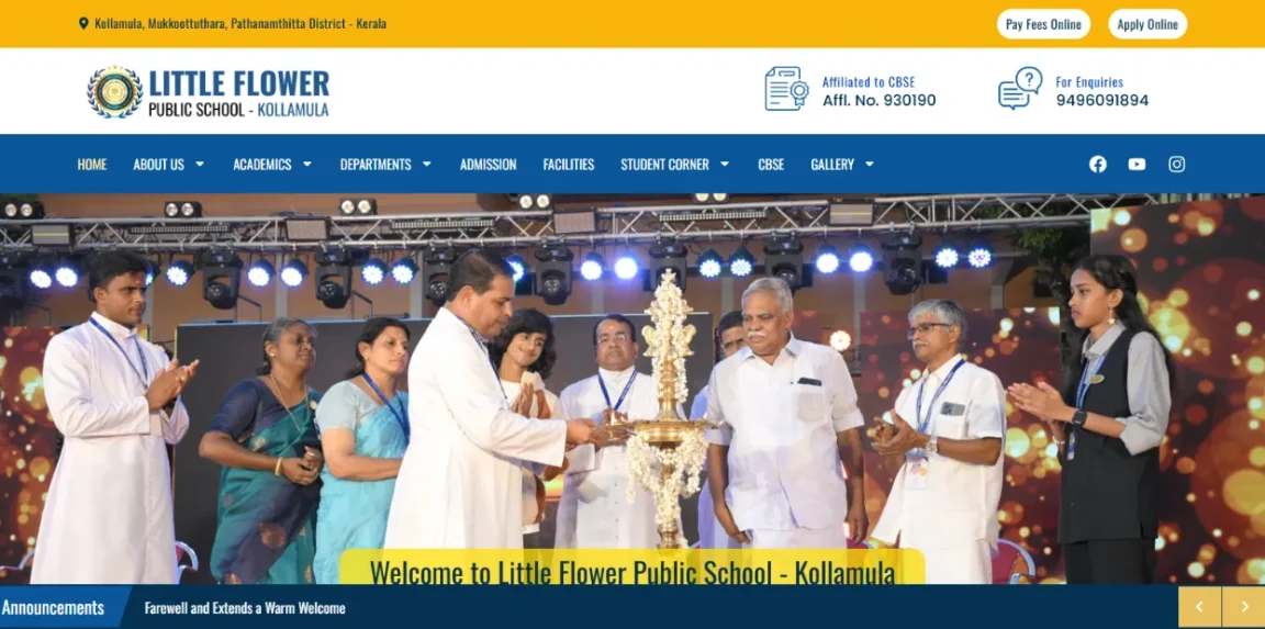 Little Flower Kollamula website homepage designed by Nikhil Soman, WordPress developer in Trivandrum and Kochi.