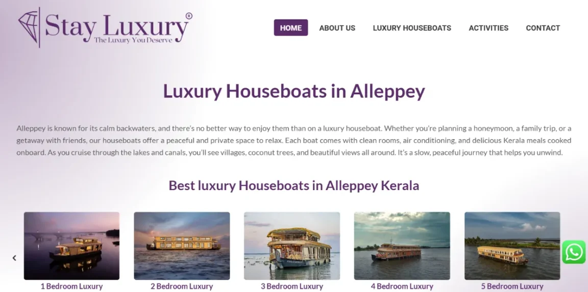luxuryhouseboat.in website designed and developed by Nikhil Soman