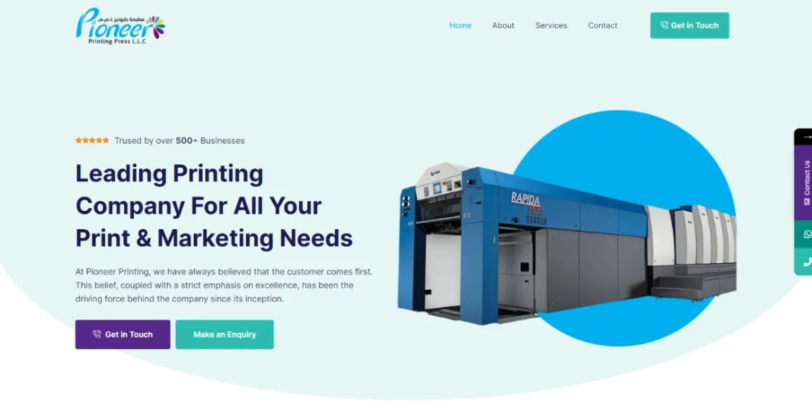 pioneerprintings.com website designed and developed by Nikhil Soman