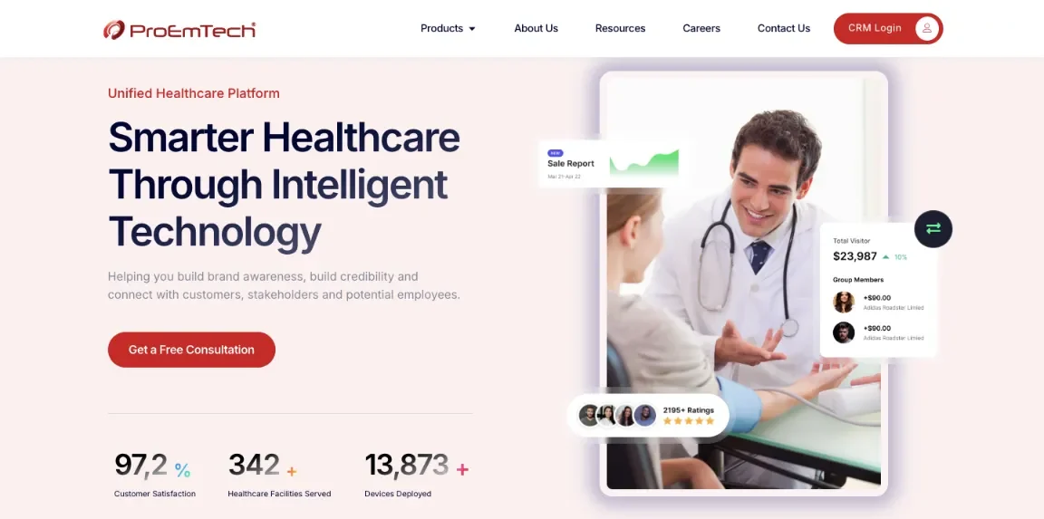 Proem Tech website homepage designed by Nikhil Soman, freelance WordPress developer in Trivandrum and Kochi.