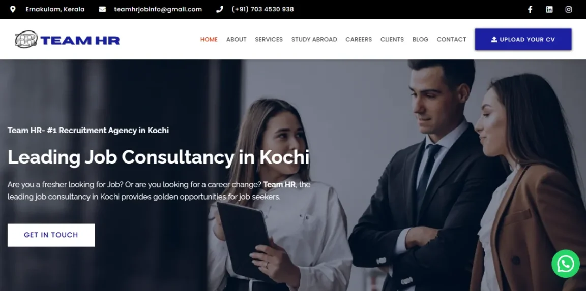Teamhrjob com website design Kerala