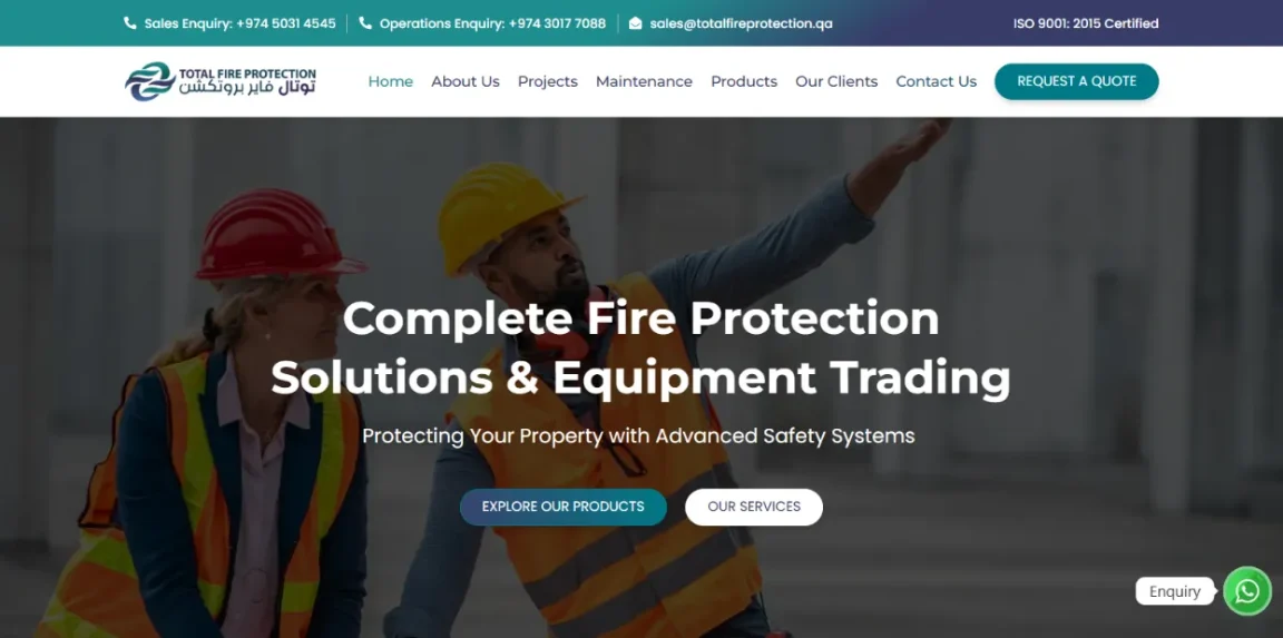 TFP Qatar homepage designed by Nikhil Soman, freelance WordPress developer in Trivandrum and Kochi.