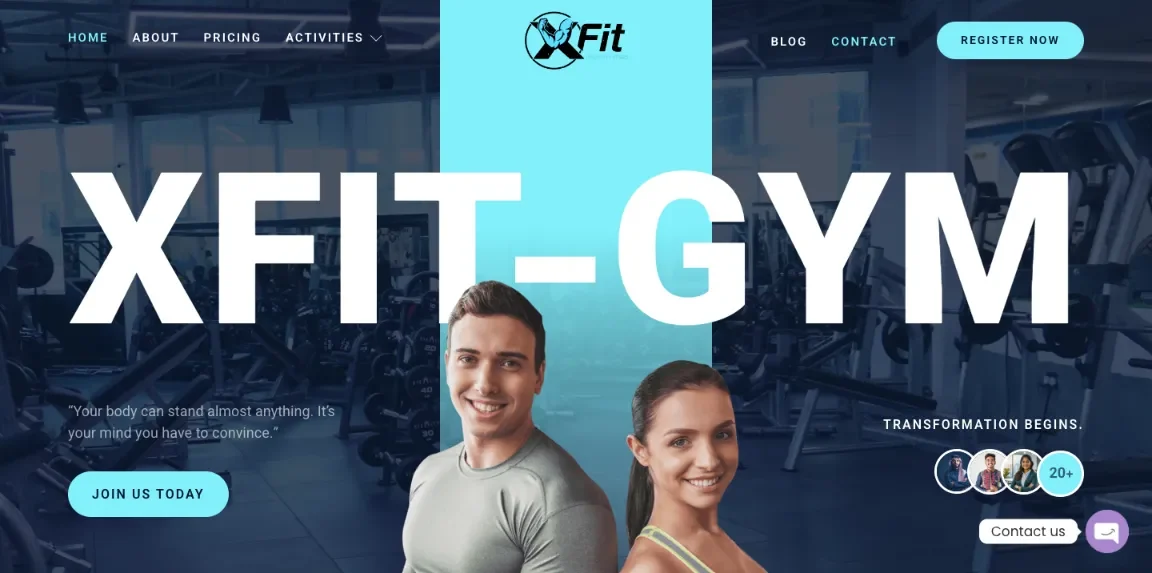 XFit Gym UAE website homepage designed by Nikhil Soman, freelance WordPress developer in Trivandrum and Kochi.